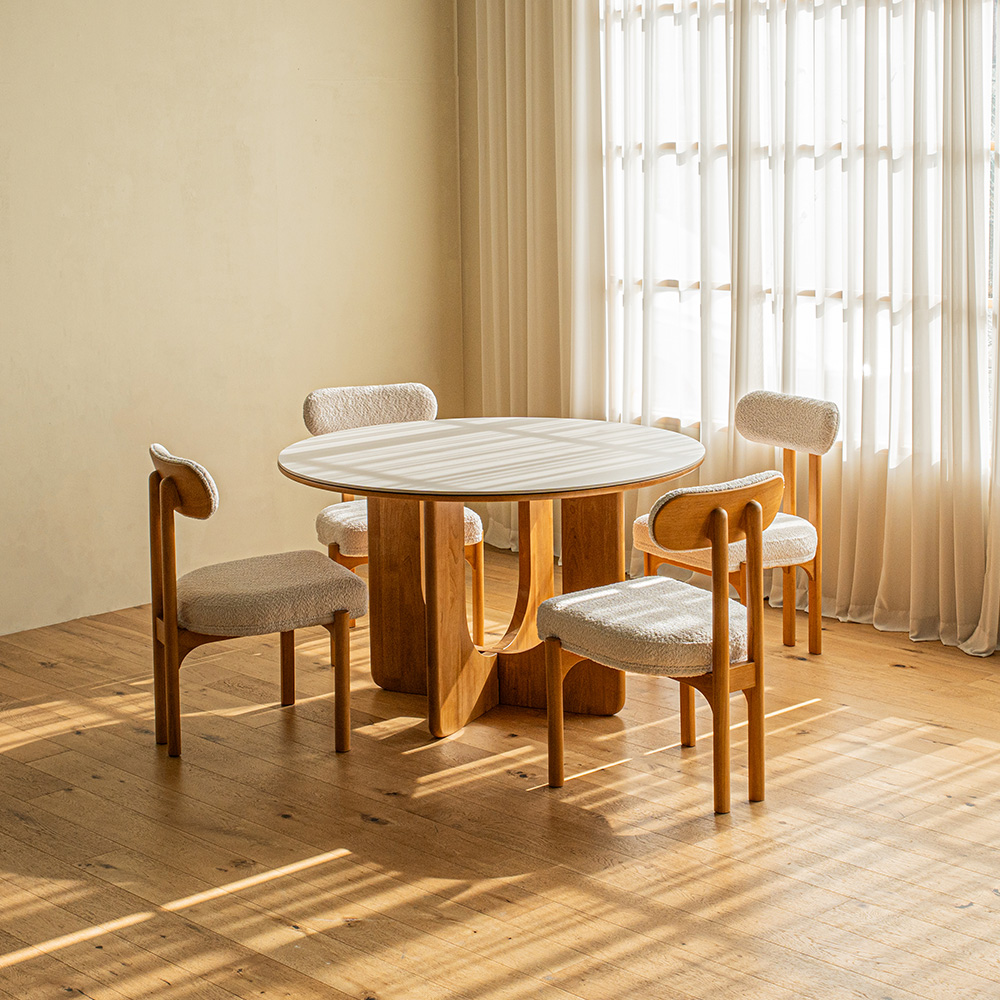 오아르 원목 포세린 세라믹 원형 식탁 테이블 1200