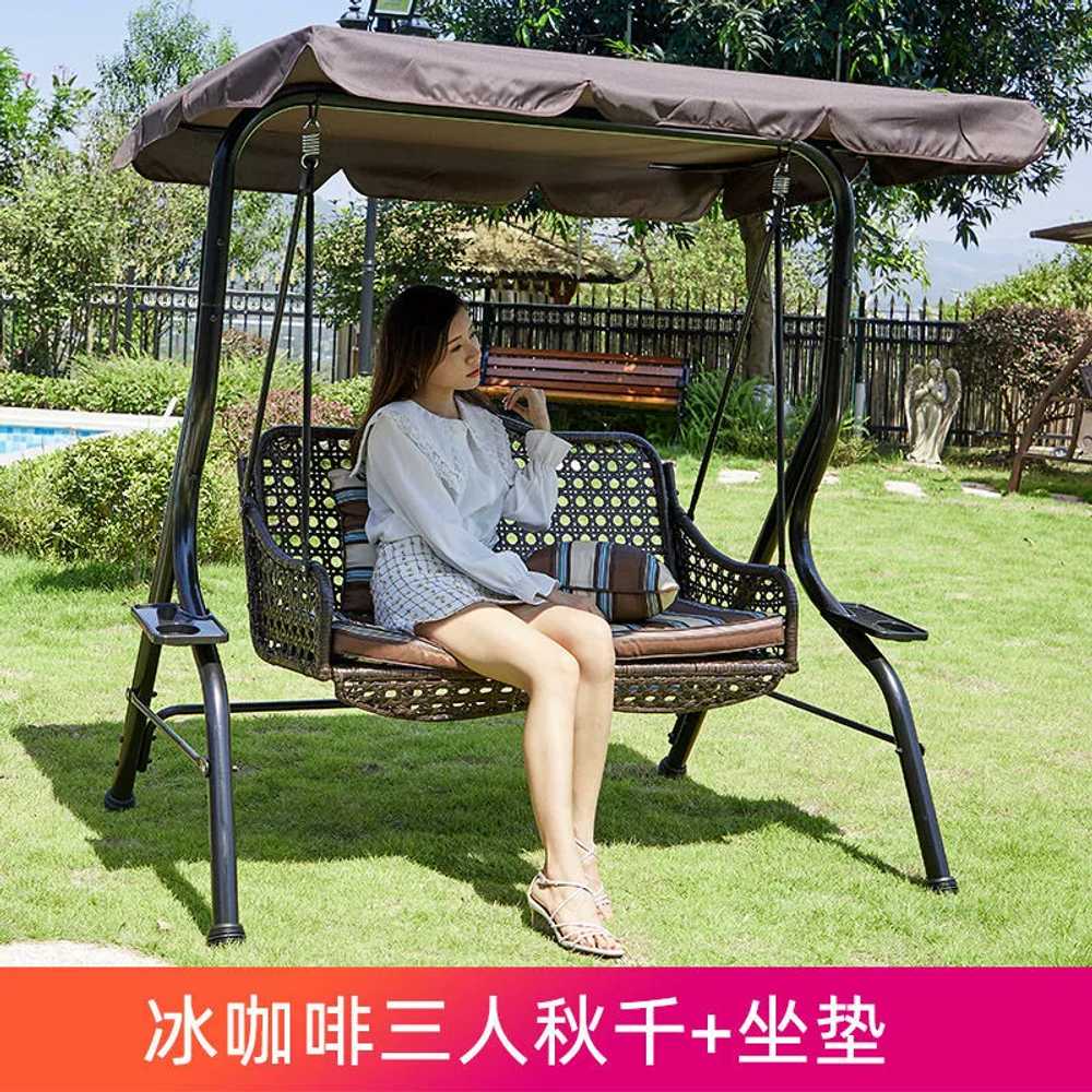 흔들 그네 원목 테라스 야외용 스윙체어 포토존 지붕 갈색 - 상세 이미지 2