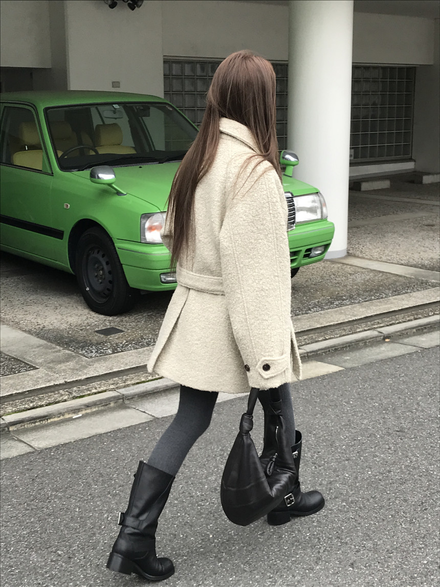 누즈 럼블 부클 카라넥 하프코트 상세 이미지 10