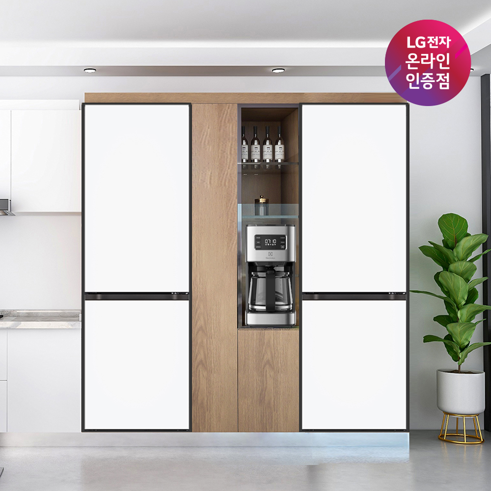 LG 모던엣지 오브제컬렉션 Q343MHHF33+Q343MHHF33 상냉장하냉동 양문형 4도어 빌트인 냉장고 688L (크림화이트/메탈)