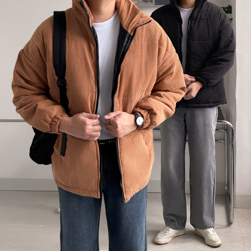 커플패딩 솜패딩 남자코듀로이패딩 - 상품 이미지