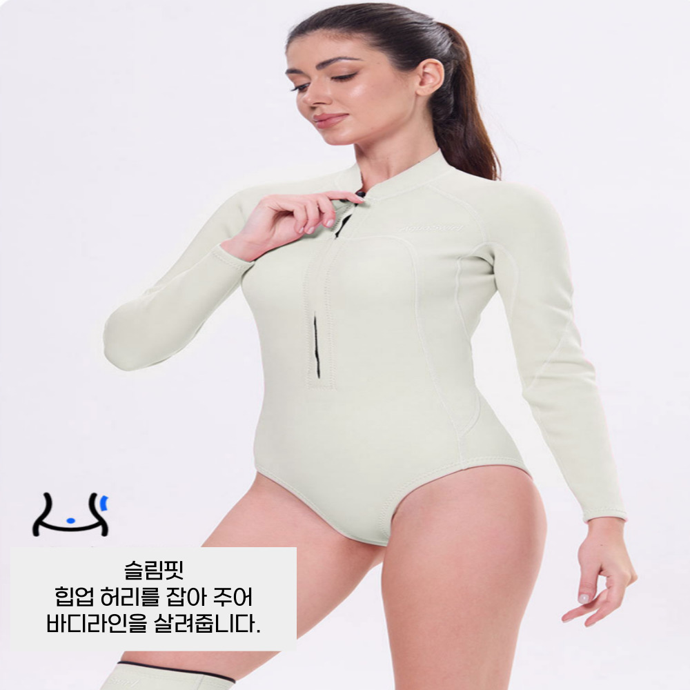 여성 다이빙슈트 슬림핏 자외선 차단 웨슈트 2MM - 상세 이미지 4
