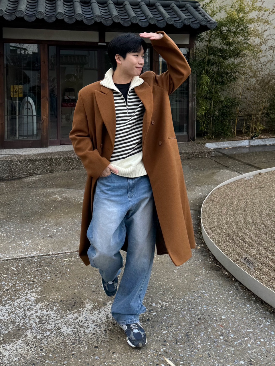 필립 소프트 오버핏 울 더블코트 / 남자 겨울 데일리 루즈핏 블랙 카멜 브라운 롱코트 - 상세 이미지 2