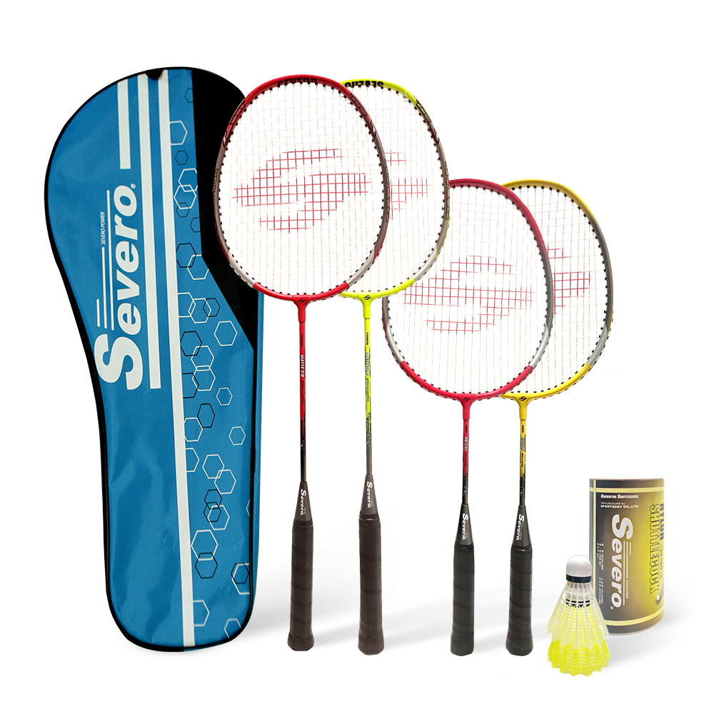 세베로 매트3.0패밀리 4인 배드민턴라켓 세트 4자루 셔틀콕2입 커버포함 초보자 어린이 제품 이미지