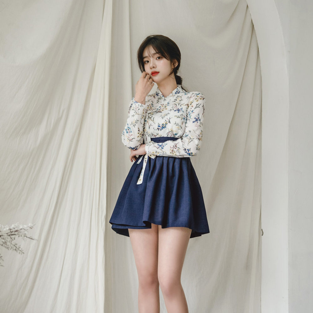 생활한복 세트 야생화+너울 개량 계량 퓨전 반티-172 - 상세 이미지 4