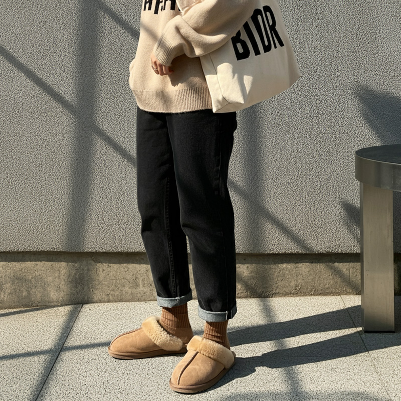 1+1 에어웜 여성 털 슬리퍼 겨울 방한 - 상세 이미지 5