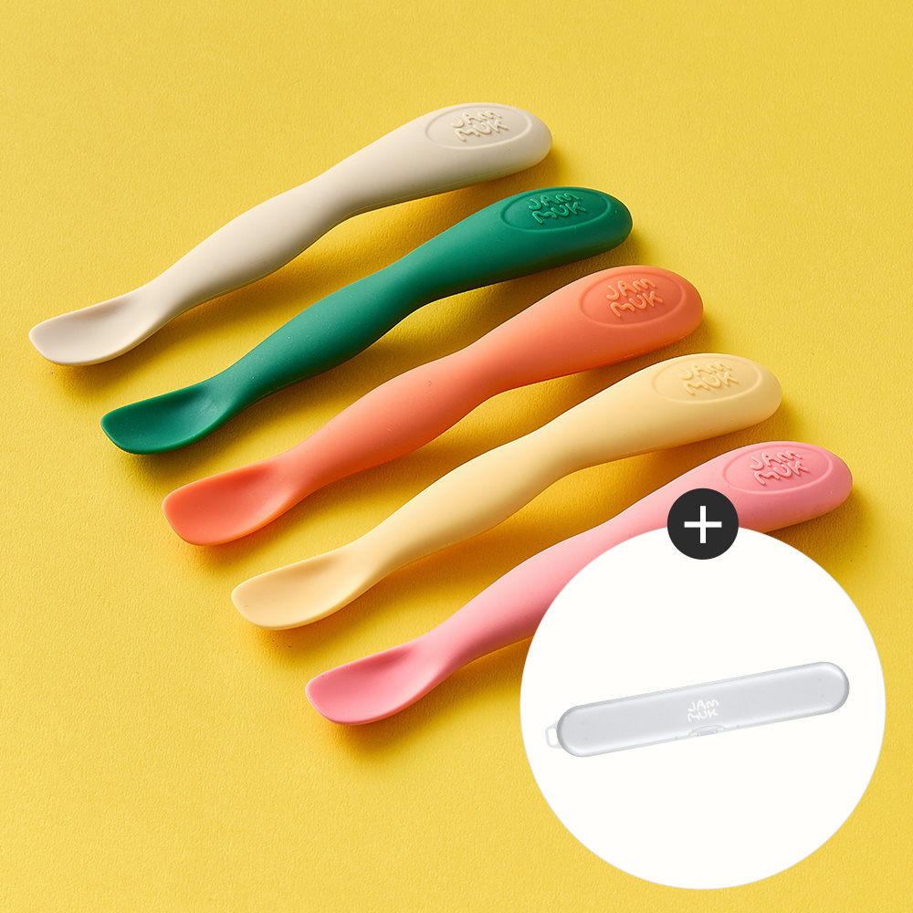 잼먹 초기 이유식 스푼 떠먹스푼 아기 숟가락 실리콘
