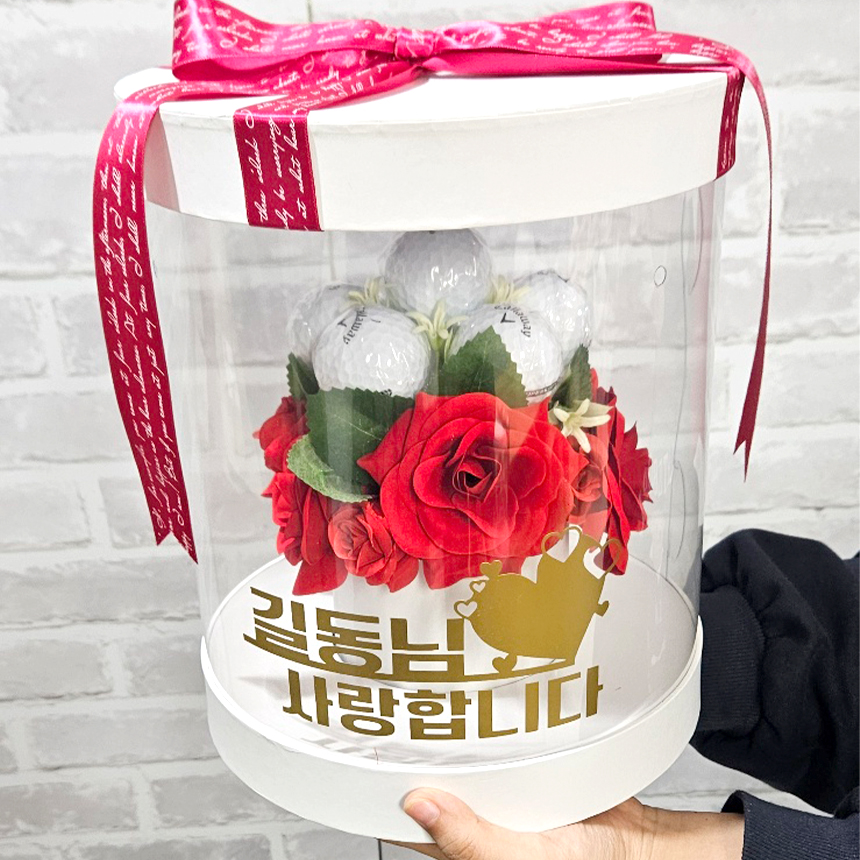 타이틀리스트 골프공 6구 꽃박스 선물 골프공 인쇄 생일 홀인원 퇴직 졸업 기념볼 - 상세 이미지 2
