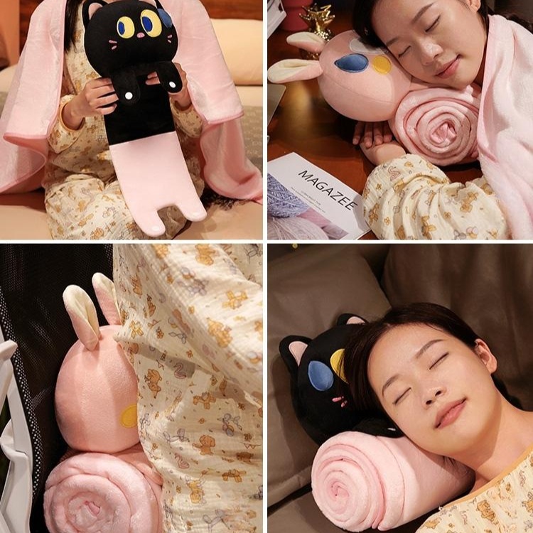 캐릭터 무릎담요 베개 극세사 똑딱이 포근한 망토 선물 강아지 디자인 - 상세 이미지 5