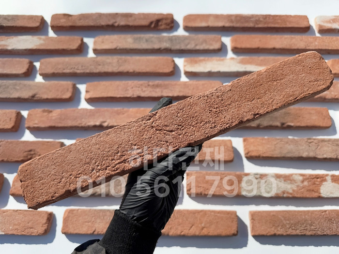 롱브릭고벽돌타일 375~380x50~55x18~20T 적고벽돌타일(홍고) / 하다건재