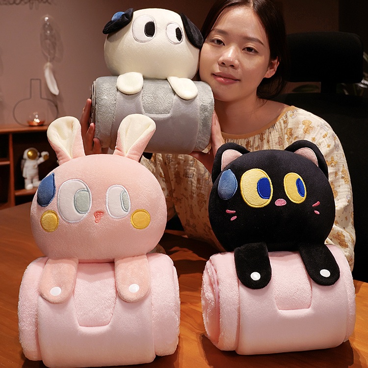 캐릭터 무릎담요 베개 극세사 똑딱이 포근한 망토 선물 강아지 디자인 - 상세 이미지 4