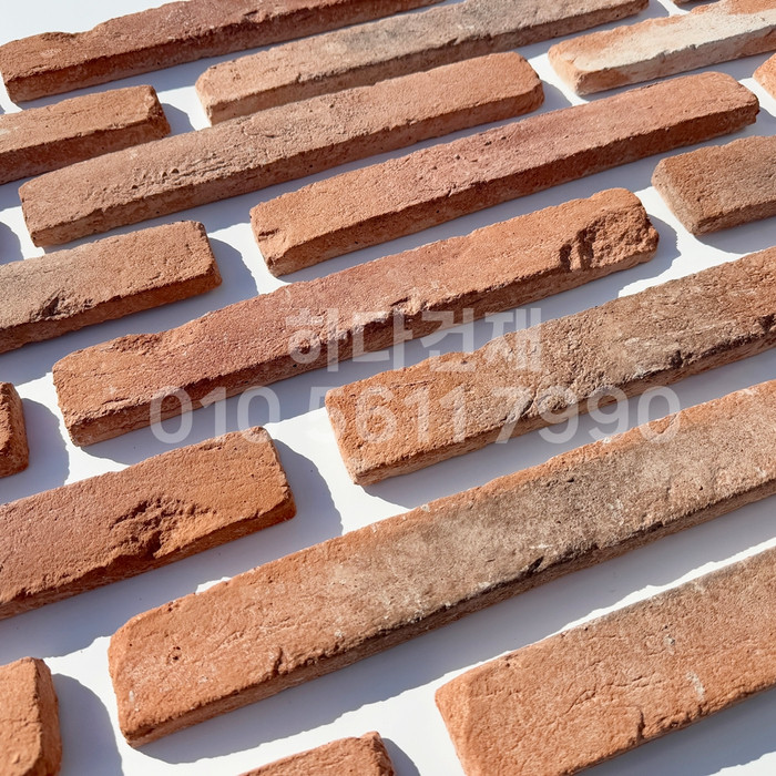 롱브릭고벽돌타일 375~380x50~55x18~20T 적고벽돌타일(홍고) / 하다건재