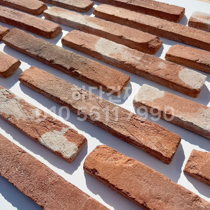 롱브릭고벽돌타일 375~380x50~55x18~20T 적고벽돌타일(홍고) / 하다건재