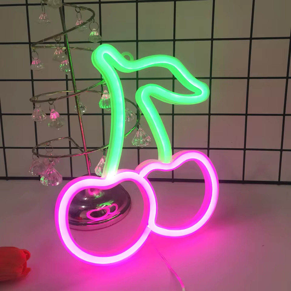 수면등 수유등 식탁조명 팬던트조명 귀여운 체리 네온 LED 로고 USB 또는 배터리 전원 레스토랑 침실 결혼식 생일 파티 게임 룸 장식 아트 조명... 