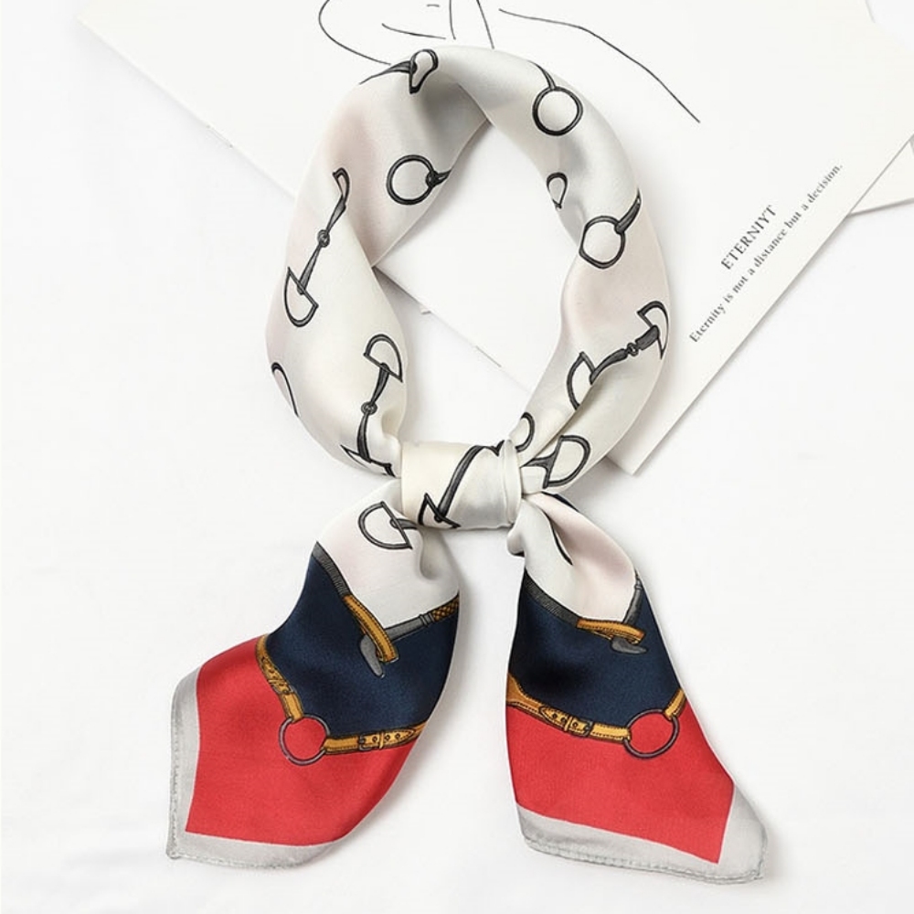 넥카프 트월리 넥보우 넥스카프 명품 성인 스카프빕 여성 목수건 주황색 사계절 실크