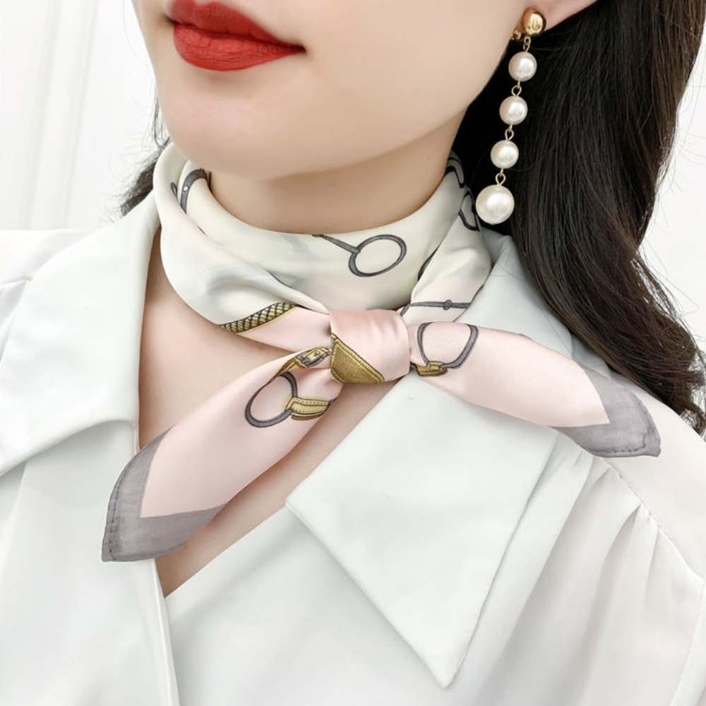 넥카프 트월리 넥보우 넥스카프 명품 성인 스카프빕 여성 목수건 주황색 사계절 실크