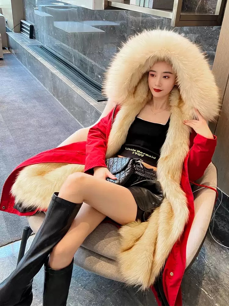 모조여우털 롱잠바 퍼코트 겨울 패딩 빅사이즈 4XL까지 중년여성 따뜻 편한 파카 16종 - 상세 이미지 2