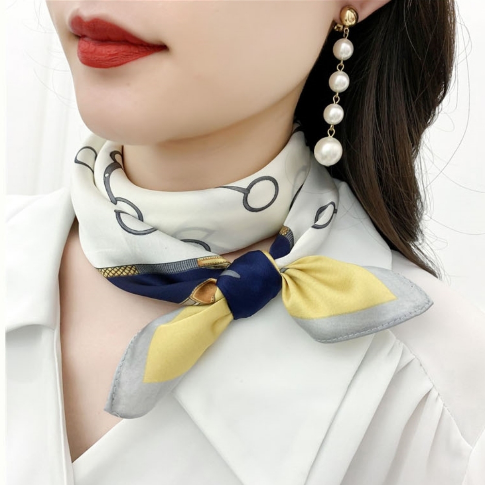 넥카프 트월리 넥보우 넥스카프 명품 성인 스카프빕 여성 목수건 주황색 사계절 실크