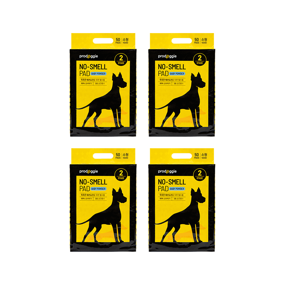 강아지배변패드 프로도기 노스멜패드 베이비파우더향 소형, 50매입, 4개
