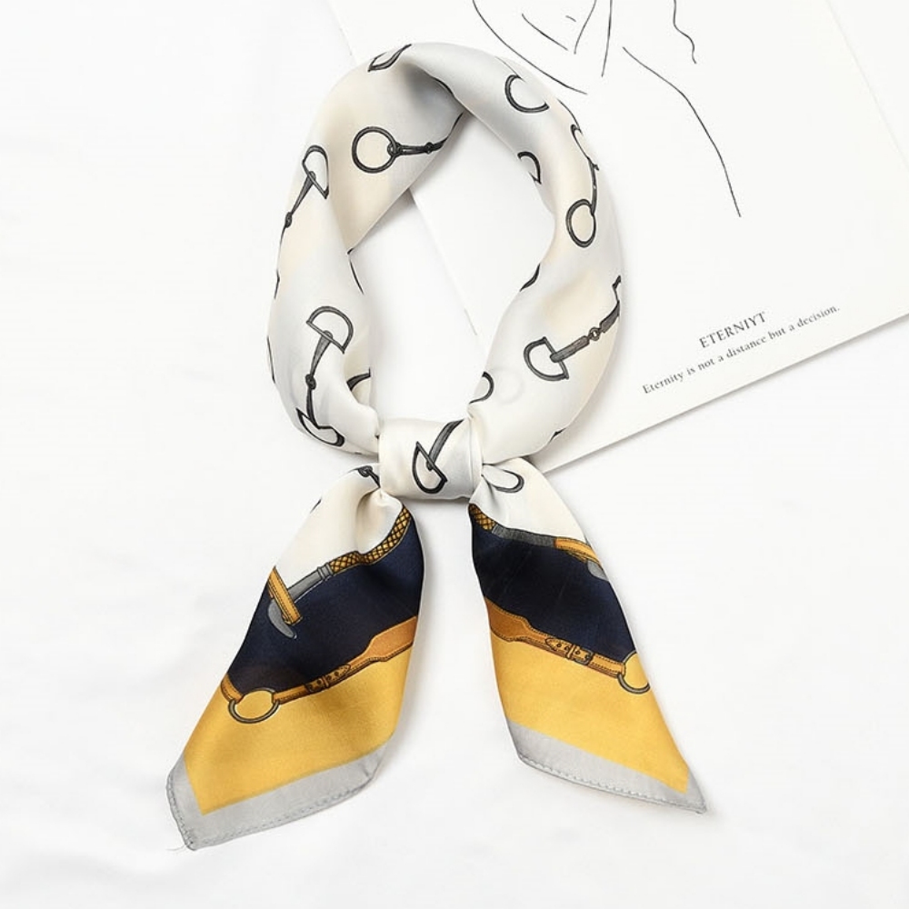 넥카프 트월리 넥보우 넥스카프 명품 성인 스카프빕 여성 목수건 주황색 사계절 실크