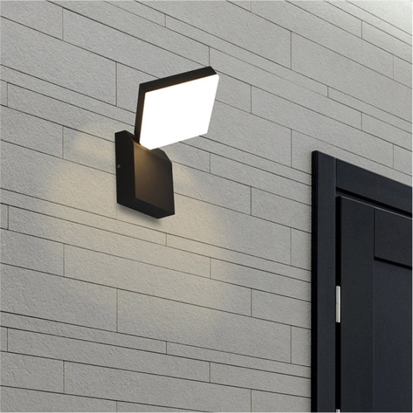 LED 쿠카 사각 벽등 12W 블랙 전구색 3000K 각도조절 IP65 방수 - 상세 이미지 2
