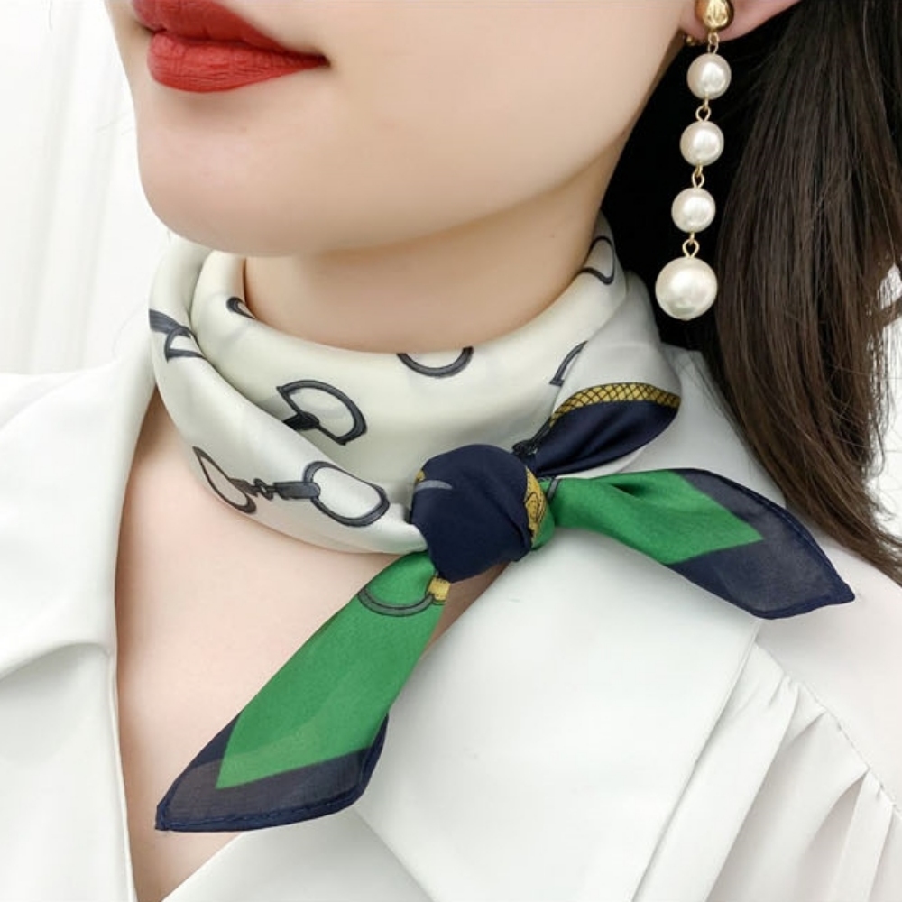 넥카프 트월리 넥보우 넥스카프 명품 성인 스카프빕 여성 목수건 주황색 사계절 실크