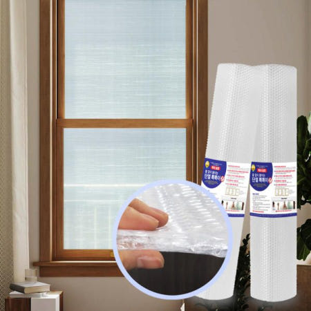 특허 물없이 붙이는 단열에어캡 6 7중 뽁뽁이 냉난방시트 창문 베란다 2.1m(2개) / 5m / 10m X-01) 무지(6중) - 1x2.1m (2개)