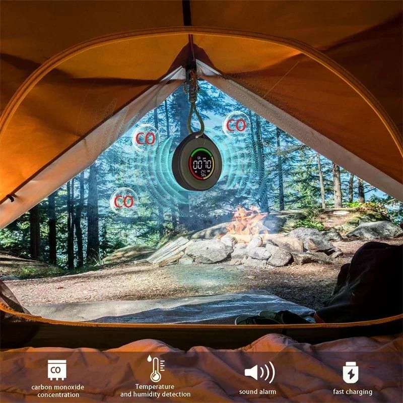 캠핑추천 일산화탄소 감지기 CO CO2 공기질 휴대용 모니터 LED 스크린 usb 충전 카키(PTH-10D) - 상세 이미지 5