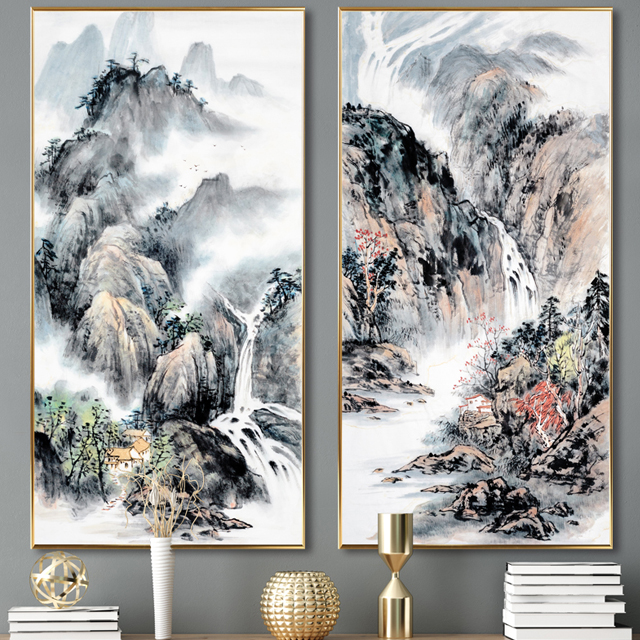 수묵화 산수화 동양화 그림 거실 침실 인테리어 풍경 액자 집들이 개업 선물 안정의 - 상세 이미지 3
