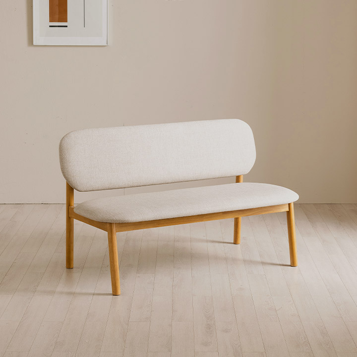 [삼익가구]뉴웰 2인용 원목 등받이 벤치