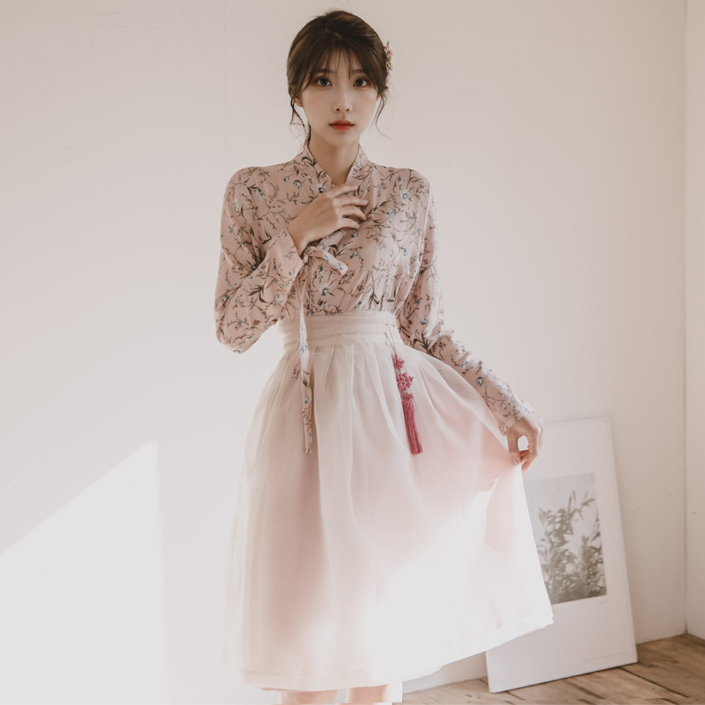 나비잠 하양 쉬폰 허리치마 생활한복 개량 계량 퓨전 반티 - 상세 이미지 4