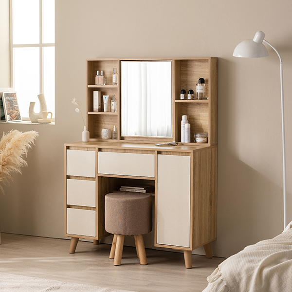 [삼익가구]오트 멀티수납형 화장대 세트(스툴포함)