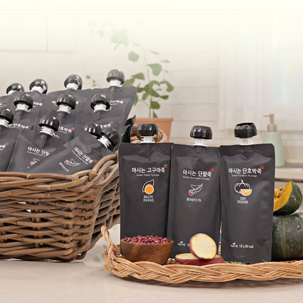 두손푸드 초간편 마시는 죽 15팩 짜먹는 단호박죽 고구마 아침식사 단팥죽