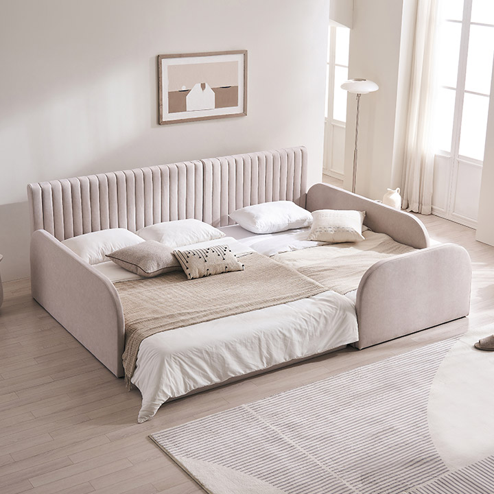 [삼익가구]더문 패밀리 침대(양모 라텍스 독립매트 SS+Q)+가드2+풋보드1