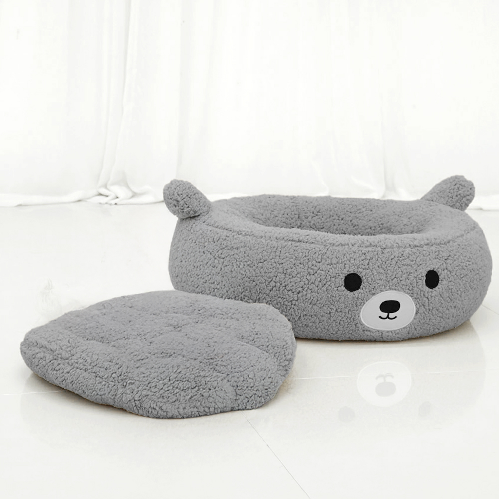 개과천선 버블곰 원방석 고양이 방석 귀여운 강아지 꿀잠 침대 털원단 분리세탁 반려묘 - 상세 이미지 4