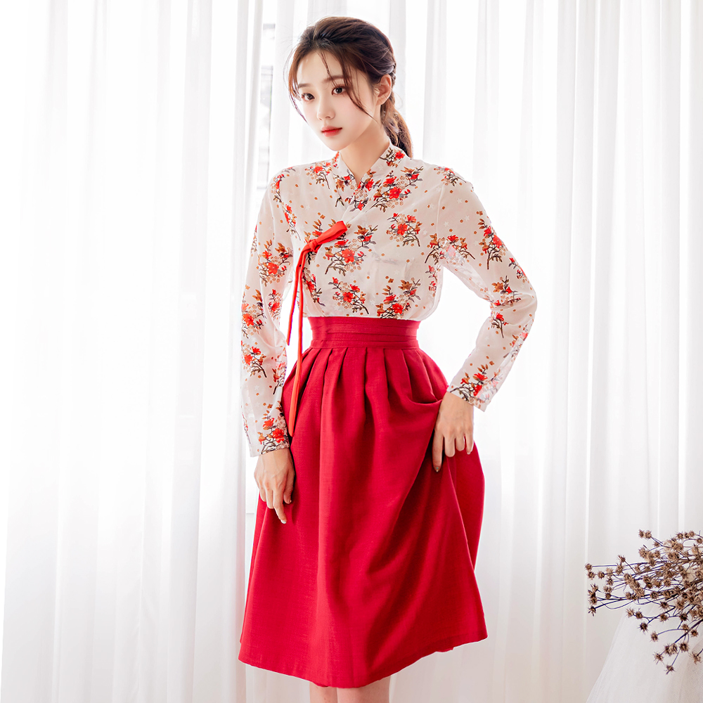 따끈따끈 신상제품 붉은꽃 생활한복 세트: 품격 있는 일상 추천 2 생활한복 세트