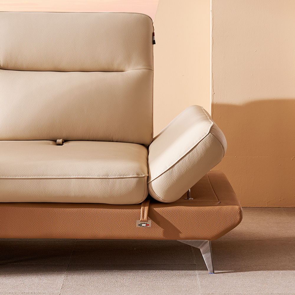 쉐우드가구 드벨리 이태리 천연통가죽 스윙 소파 3.5인용 / 국내제조 자재등급E0