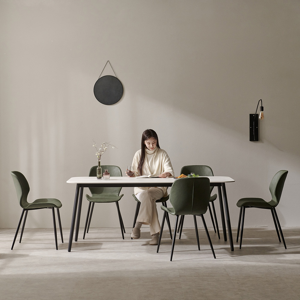 지노 6인용 포세린 세라믹 식탁 세트 1800 (의자6)