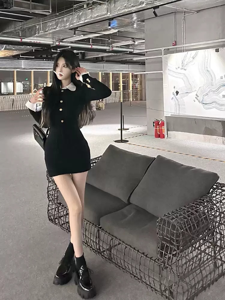 지금거신전화는 4화 채수빈 원피스 블랙 홍희주 니트 슬림핏 의상 옷 패션 - 상세 이미지 5