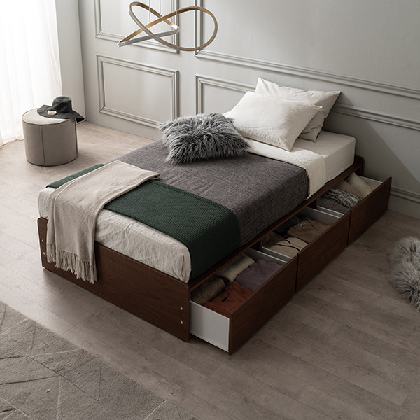 [삼익가구]델루나 헤드리스 수납 호텔 침대(SB 본넬스프링 매트리스-슈퍼싱글)