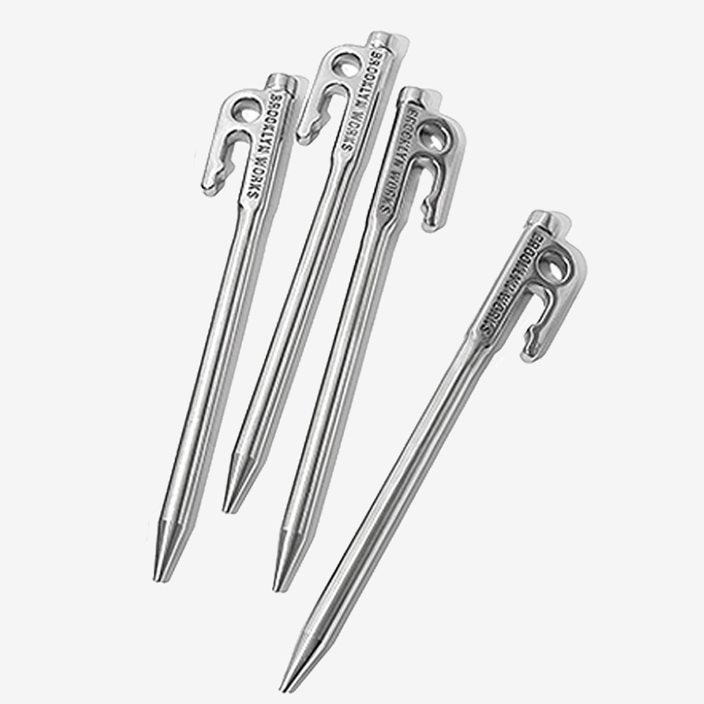 브루클린웍스 스테인리스 스틸 팩 20cm 4p 1set 캠핑 단조 스텐 타프 텐트 고강도