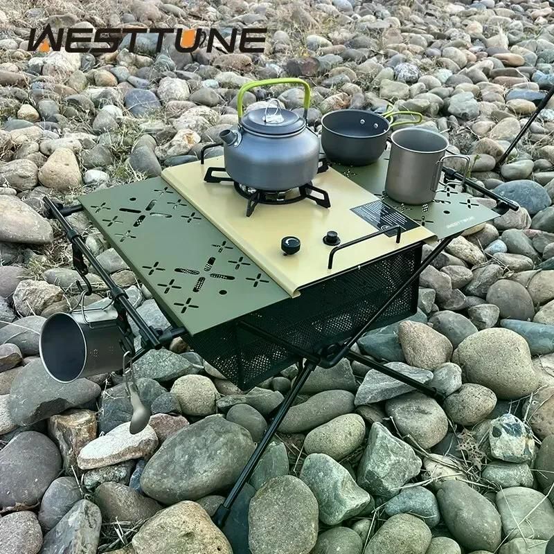캠핑추천 WESTTUNE IGT 스토브가 있는 캠핑 테이블 휴대용 알루미늄 합금 접이식 블랙 테이블