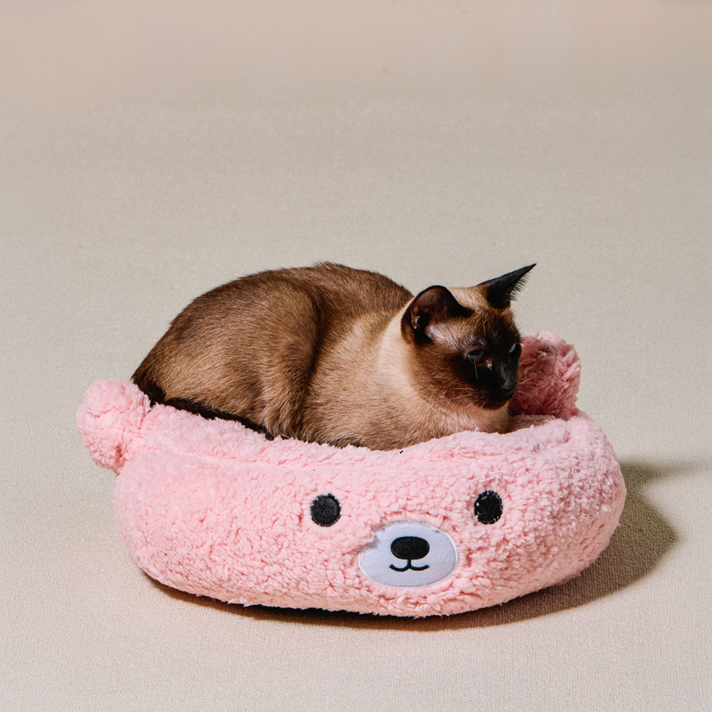 개과천선 버블곰 원방석 고양이 방석 귀여운 강아지 꿀잠 침대 털원단 분리세탁 반려묘 - 상품 이미지