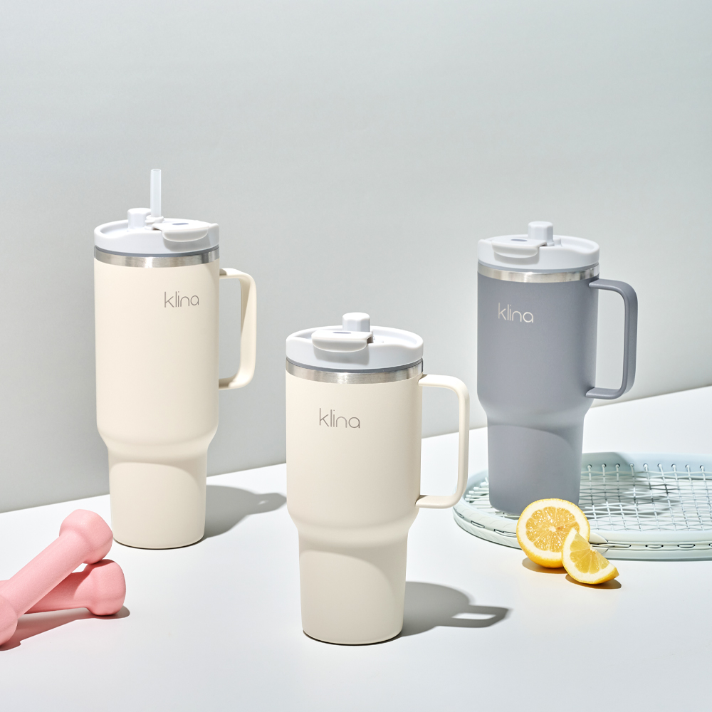 클리나 대용량 텀블러 보온보냉 빨대 텀블러 900ml, 챠콜 - 상세 이미지 5