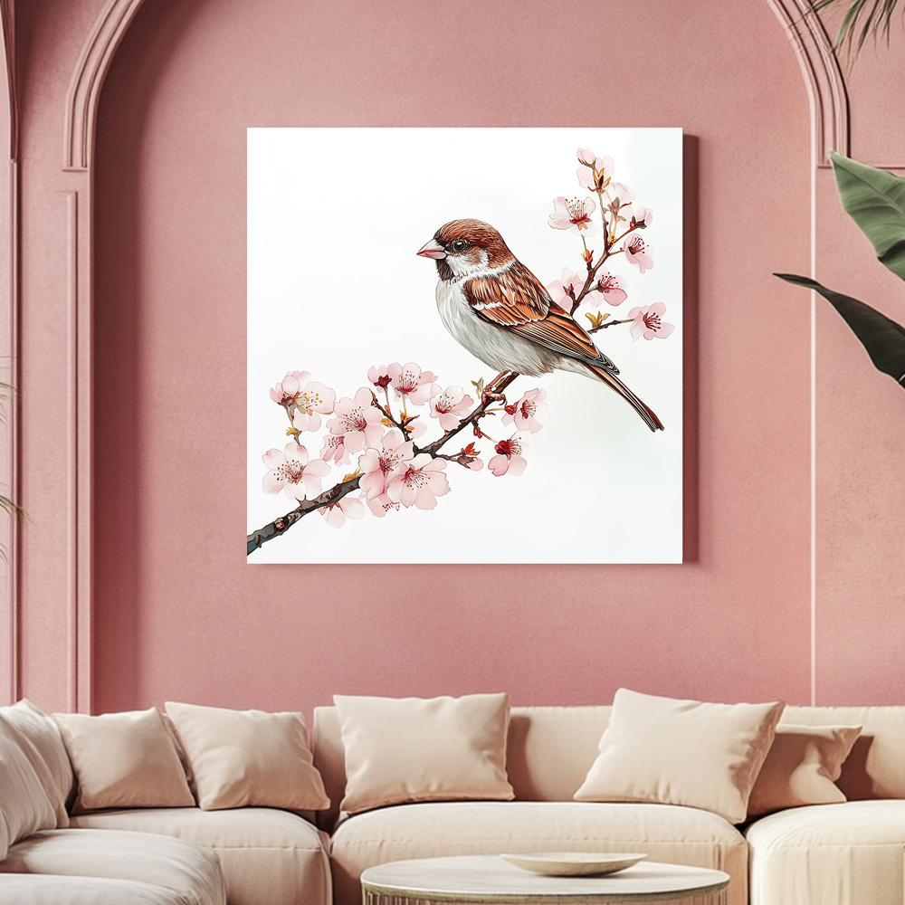 벚꽃새 80cm X 80cm 캔버스액자 - 상세 이미지 2