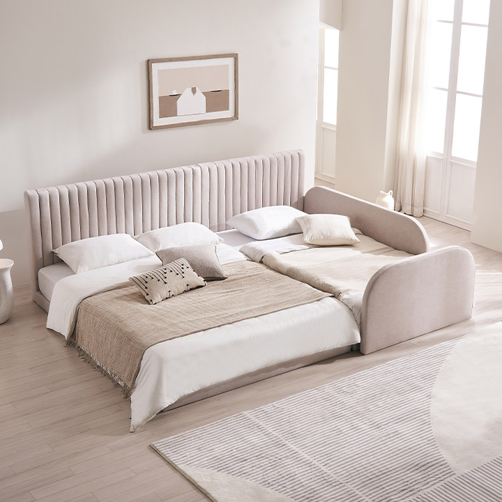 [삼익가구]더문 패밀리 침대(양모 라텍스 독립매트 SS+Q)+가드1+풋보드1