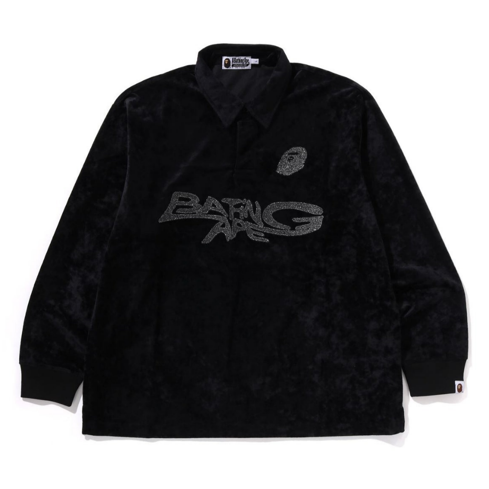 베이프 긴팔티 LOGO VELVET RELAXED FIT LS POLO SHIRT 1K80-111-302 - 상품 이미지