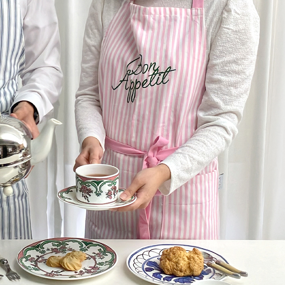 트위그뉴욕 스프라이드 줄무늬 카페 앞치마 주방 어린이집 앞치마 보육교사