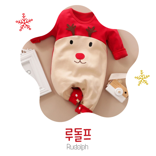 루돌프 아기 산타옷 신생아 크리스마스 옷 아기롬퍼 6개월 돌 50일 백일 바디수트 선물 유아 - 상세 이미지 2