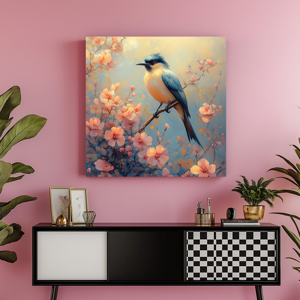 벚꽃새 80cm X 80cm 캔버스액자 - 상세 이미지 4